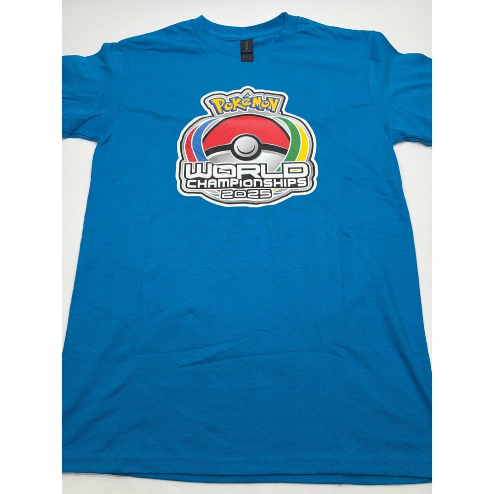 Pokemon World Championships 2025 Staff T-Shirt Blue Small Gildan DryBlend